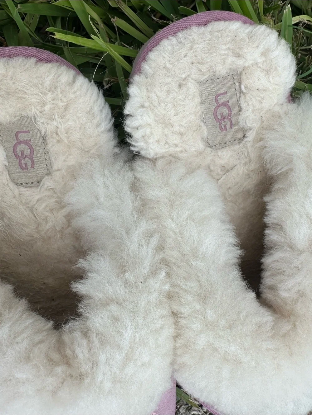 UGG Kids Pink Star Suede Shearling Clog